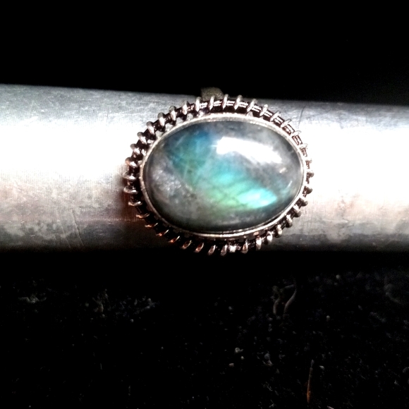 103 NWT Labradorite gemstone crystal 925 silver ring size 9.5 free shipping sale - Picture 2 of 6